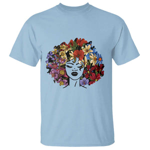 Black History T Shirt For Women Afro Flower Hair Juneteenth