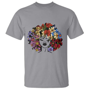 Black History T Shirt For Women Afro Flower Hair Juneteenth