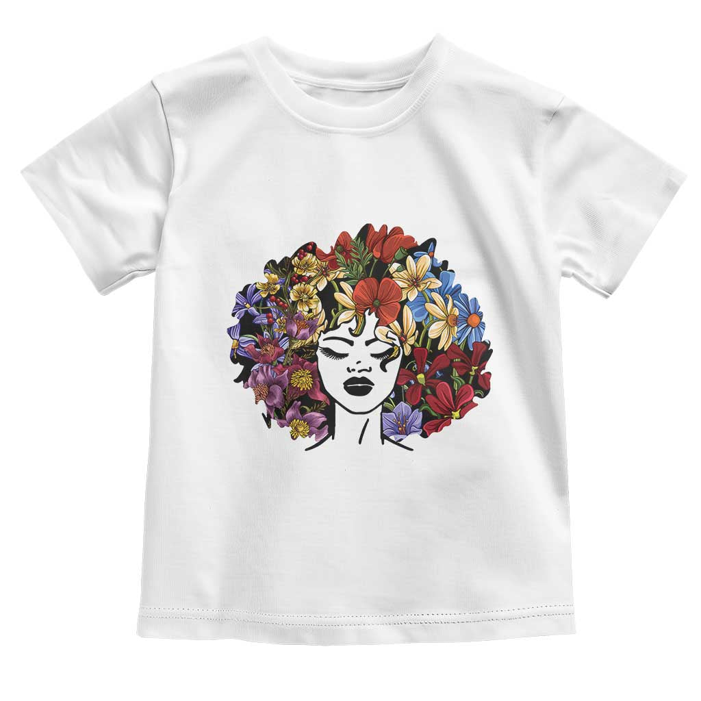 Black History Toddler T Shirt For Women Afro Flower Hair Juneteenth