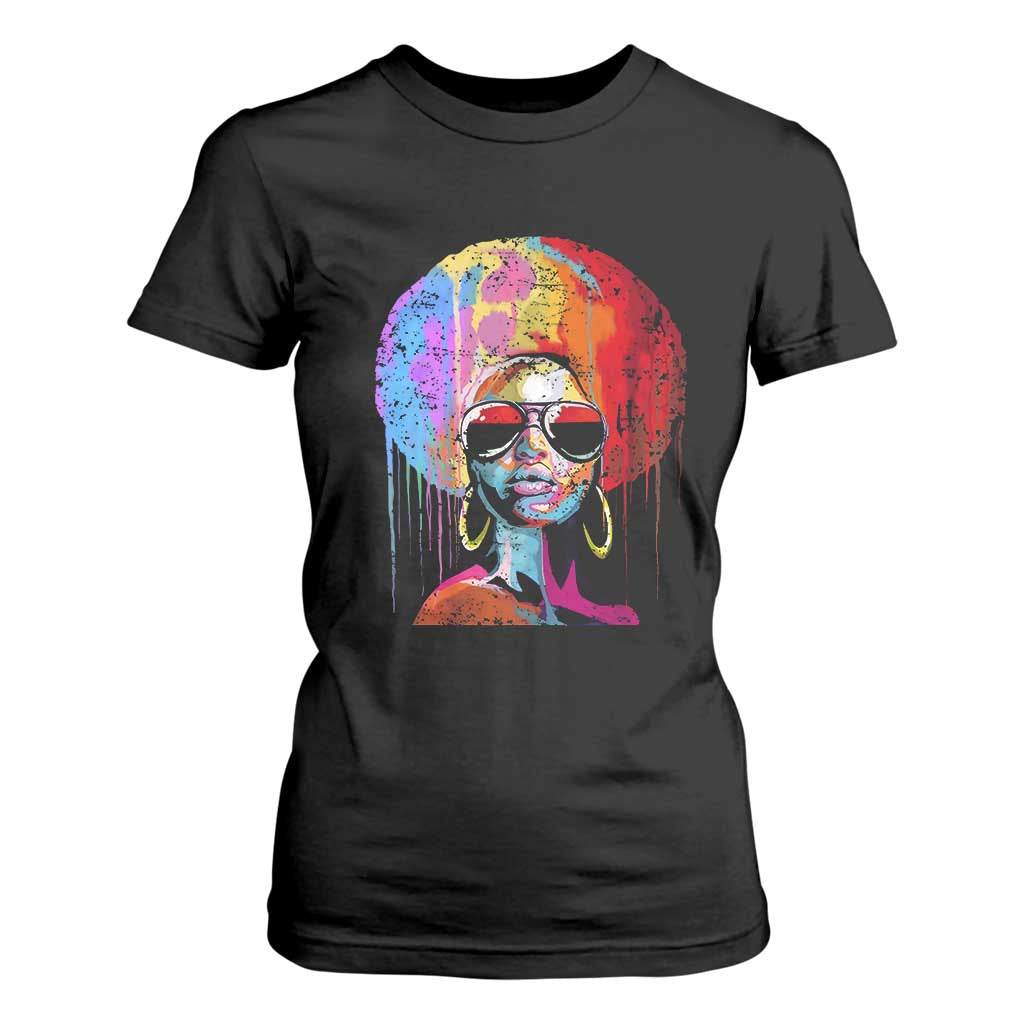 Afro Woman T Shirt For Women Black Queen Melanin Dripping Juneteenth