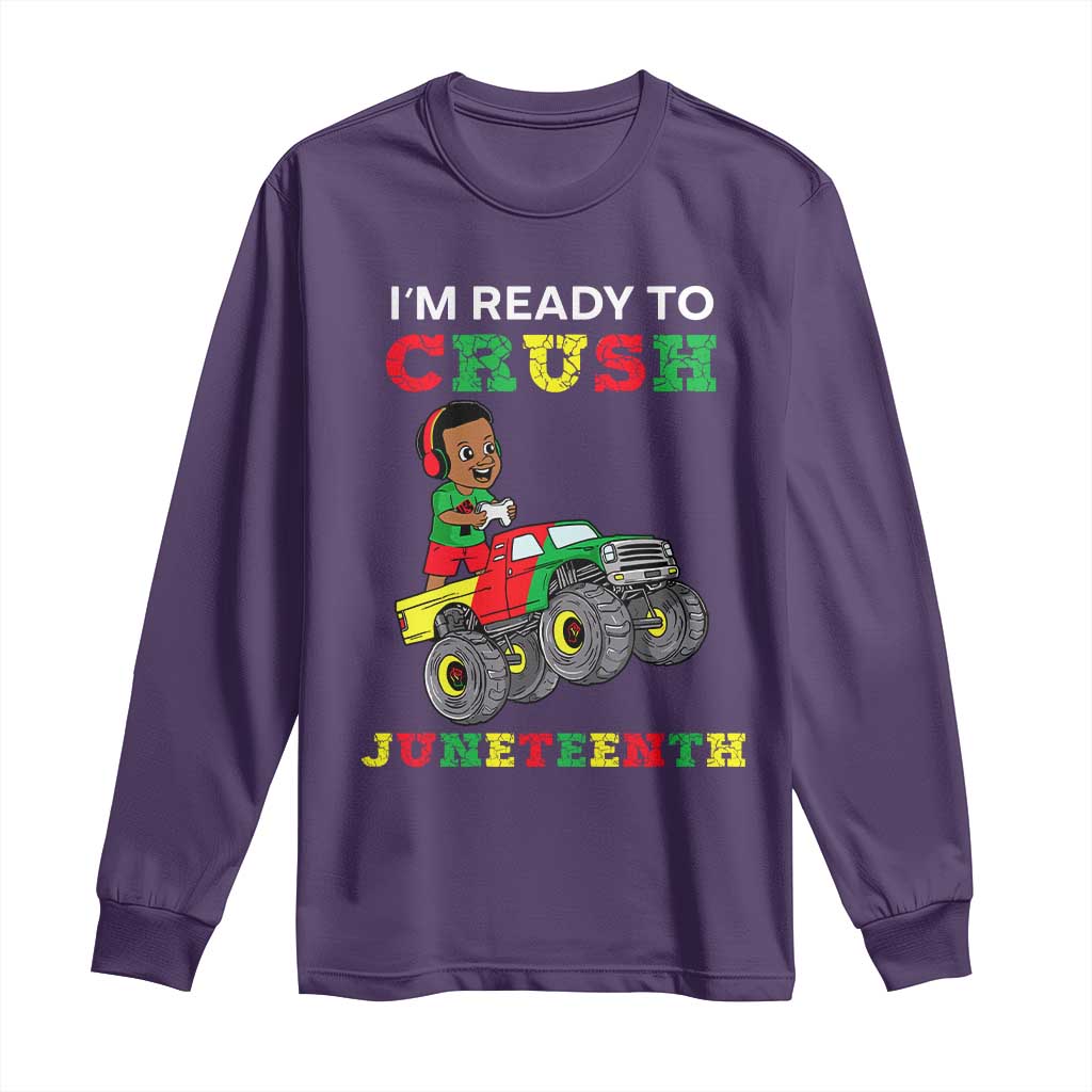 Black Boy Gamer Long Sleeve Shirt I'm Ready To Crush Juneteenth for Boys Toddler