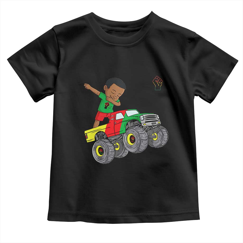 Funny Black History Toddler T Shirt African Kids Dabbing Black King In Monster Truck