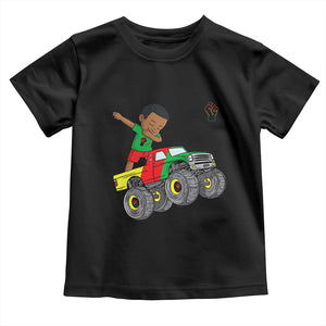 Funny Black History Toddler T Shirt African Kids Dabbing Black King In Monster Truck
