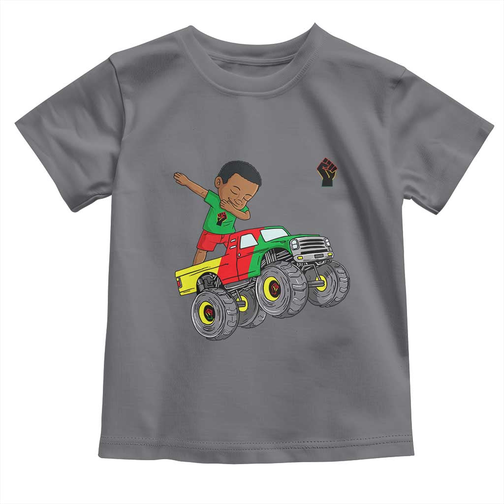 Funny Black History Toddler T Shirt African Kids Dabbing Black King In Monster Truck