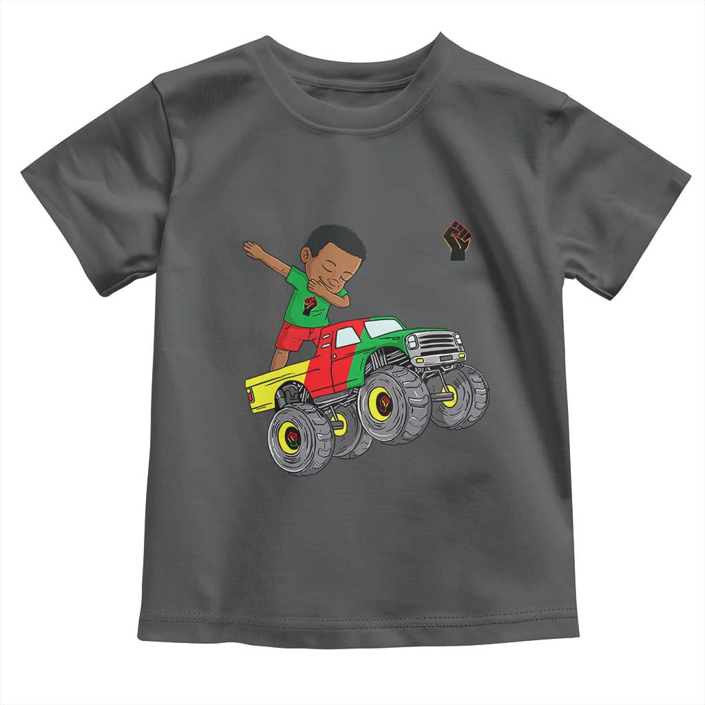 Funny Black History Toddler T Shirt African Kids Dabbing Black King In Monster Truck