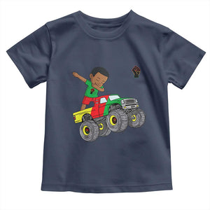 Funny Black History Toddler T Shirt African Kids Dabbing Black King In Monster Truck