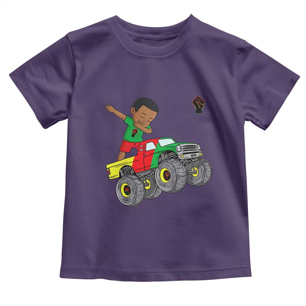 Funny Black History Toddler T Shirt African Kids Dabbing Black King In Monster Truck