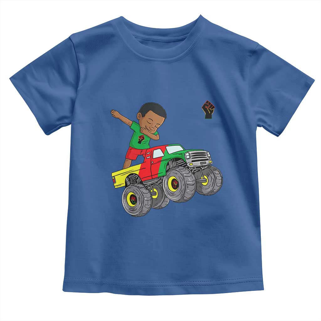 Funny Black History Toddler T Shirt African Kids Dabbing Black King In Monster Truck