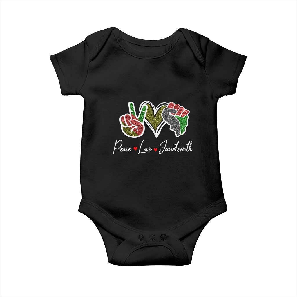 Peace Love Juneteenth Baby Onesie Black Freedom