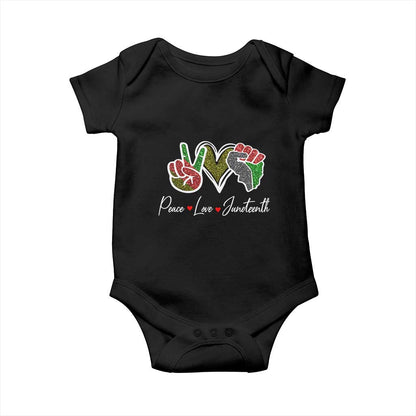 Peace Love Juneteenth Baby Onesie Black Freedom