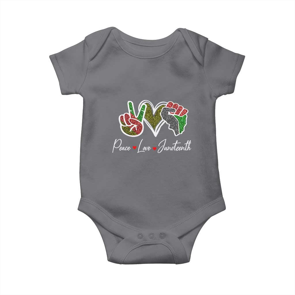 Peace Love Juneteenth Baby Onesie Black Freedom