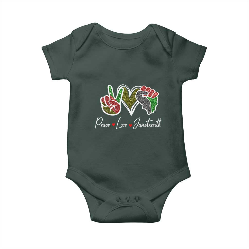 Peace Love Juneteenth Baby Onesie Black Freedom
