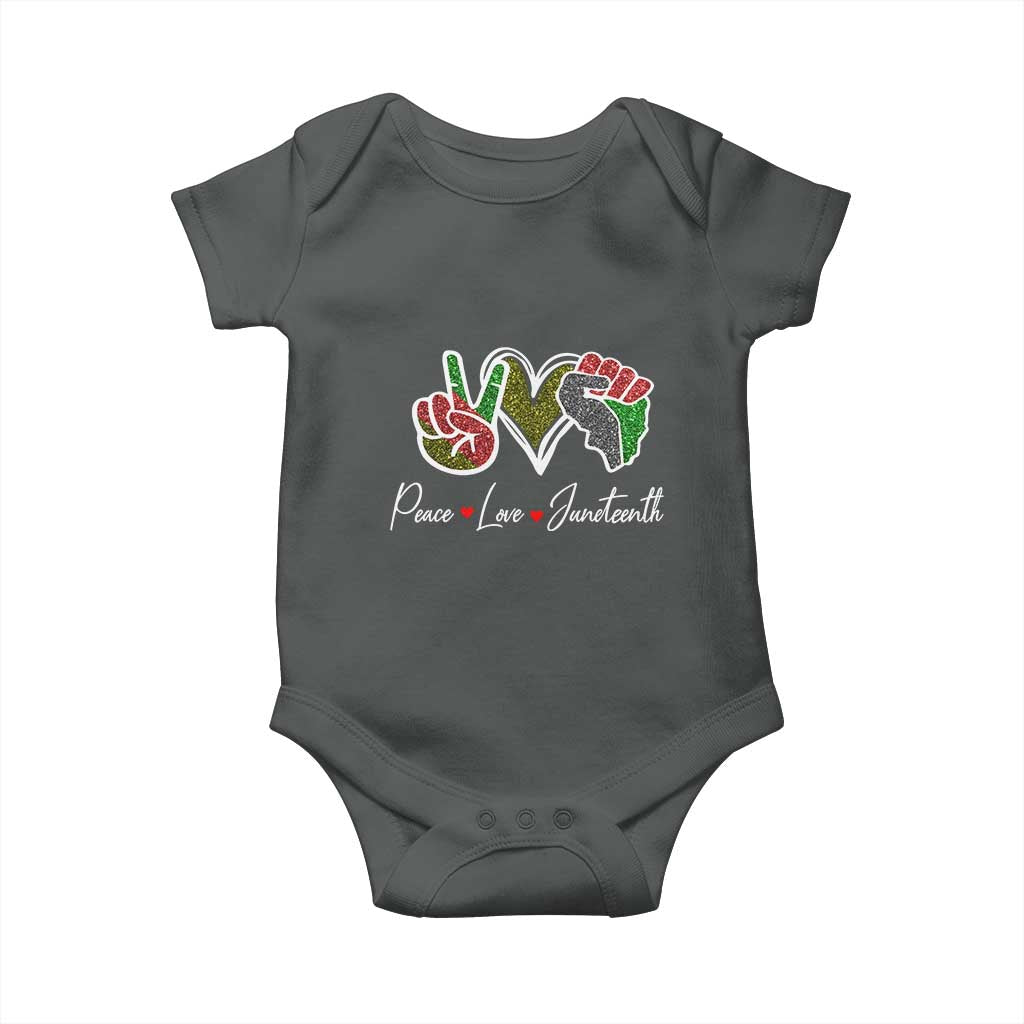 Peace Love Juneteenth Baby Onesie Black Freedom