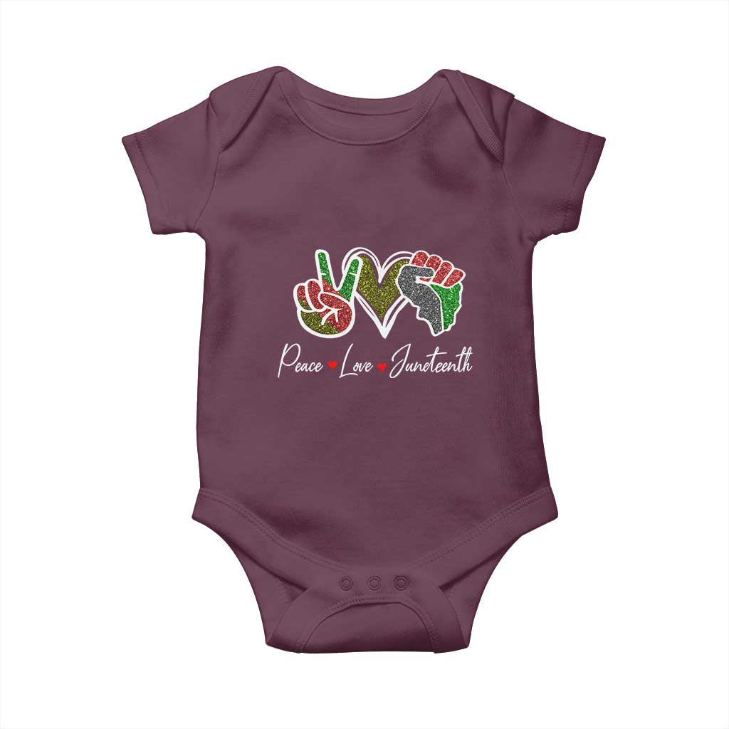 Peace Love Juneteenth Baby Onesie Black Freedom