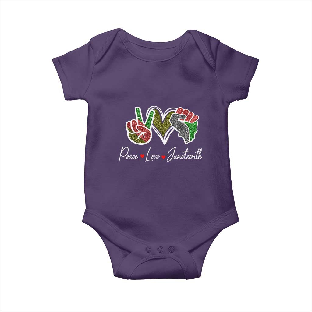 Peace Love Juneteenth Baby Onesie Black Freedom