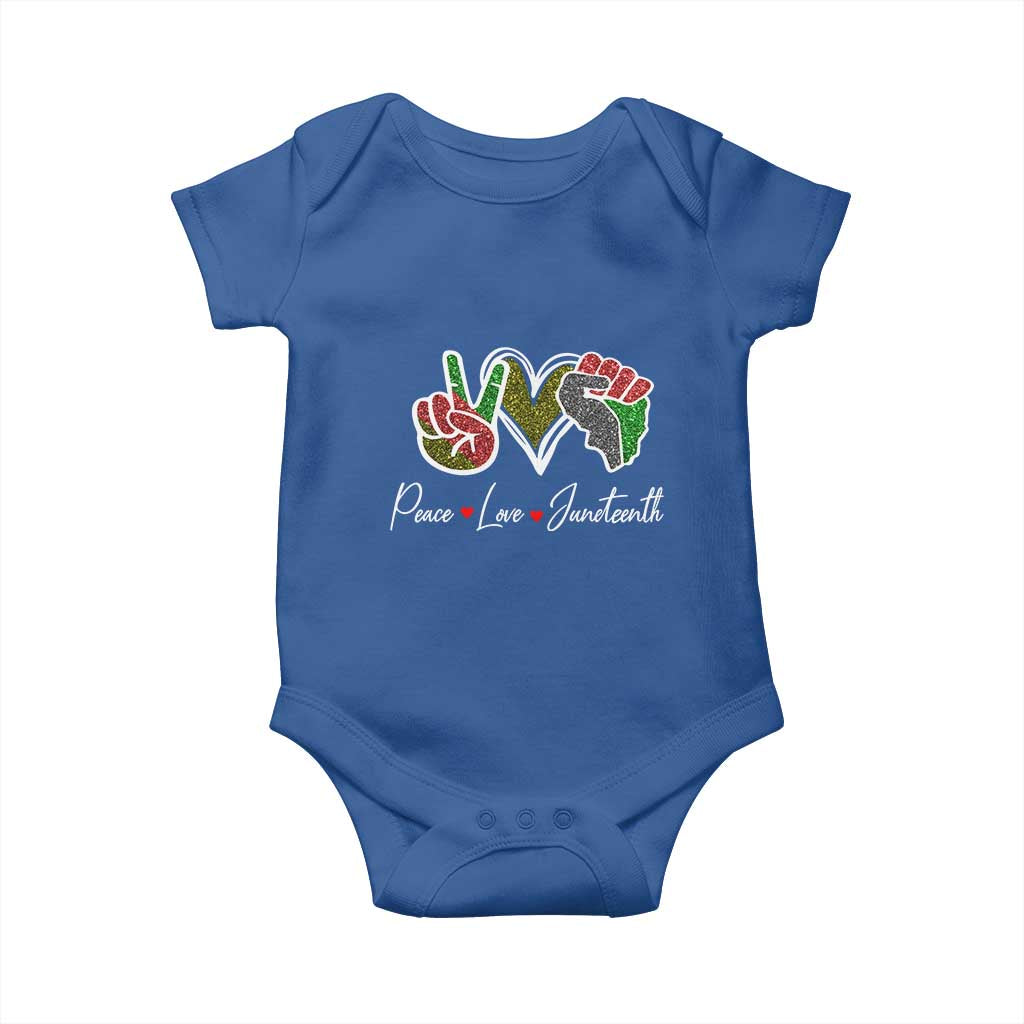 Peace Love Juneteenth Baby Onesie Black Freedom