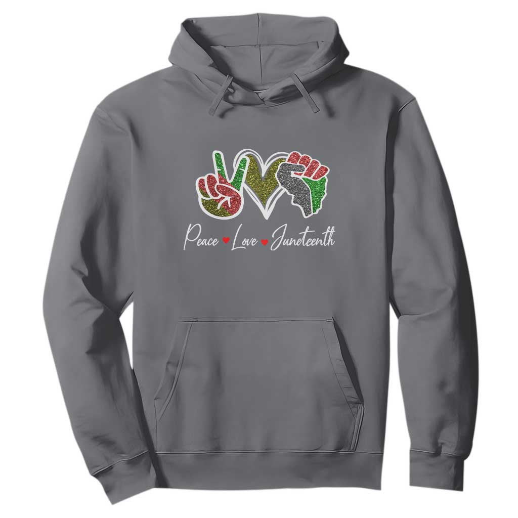 Peace Love Juneteenth Hoodie Black Freedom