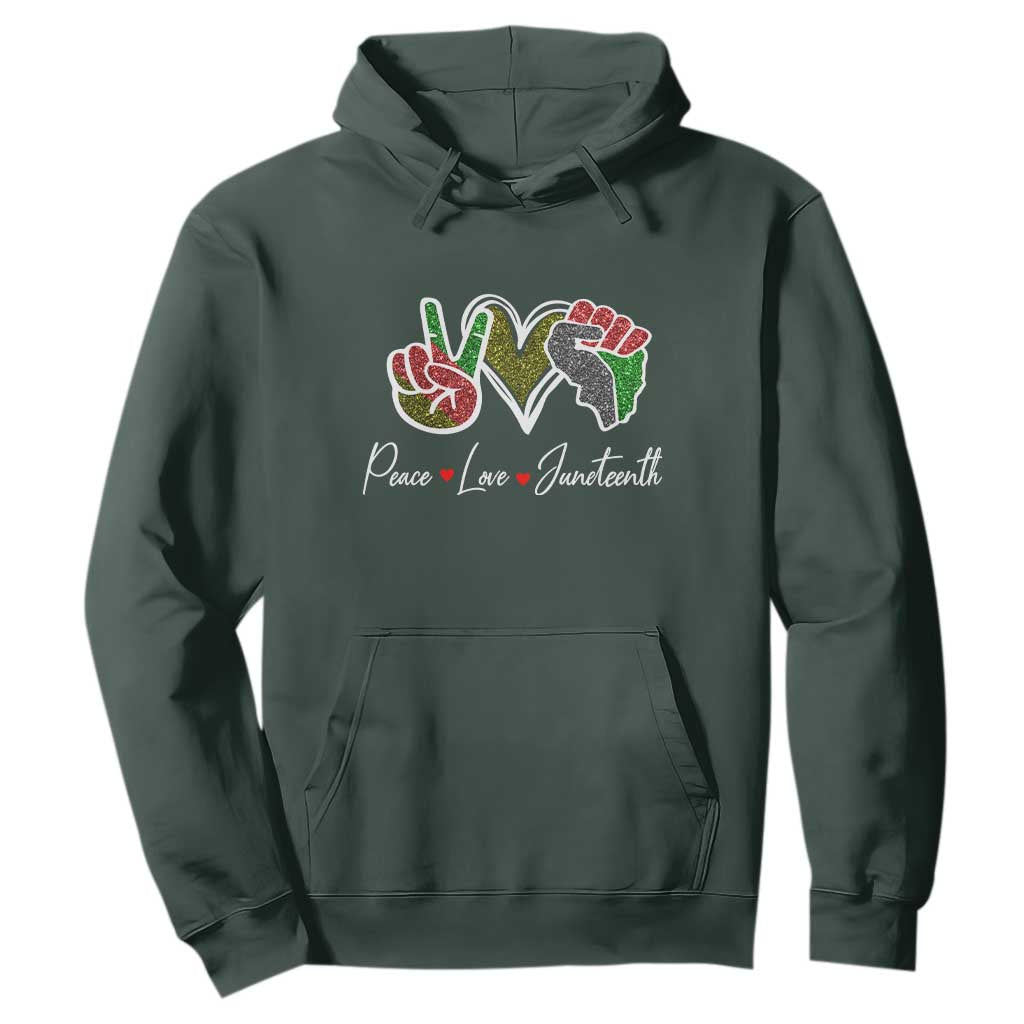 Peace Love Juneteenth Hoodie Black Freedom