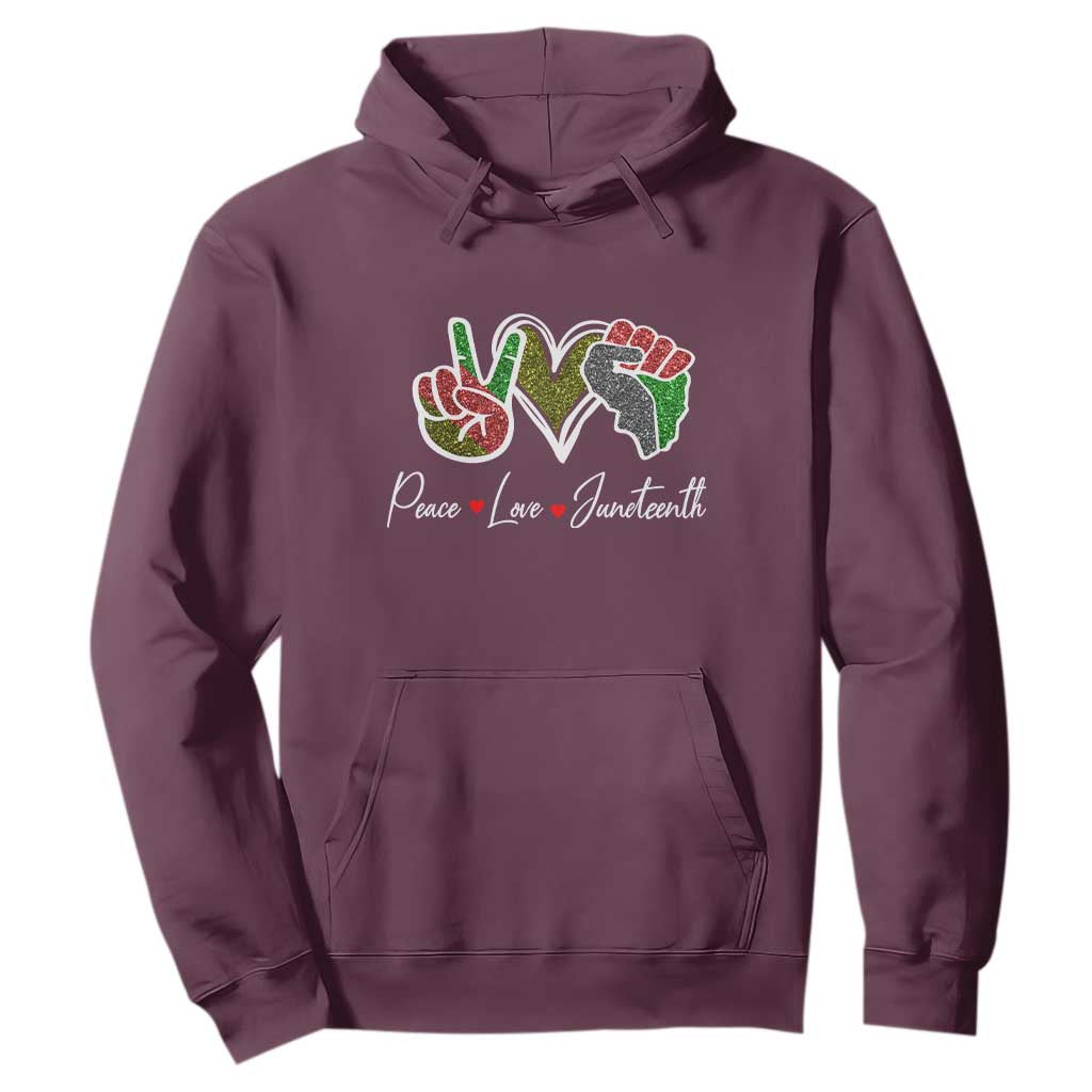 Peace Love Juneteenth Hoodie Black Freedom