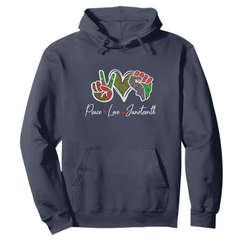 Peace Love Juneteenth Hoodie Black Freedom