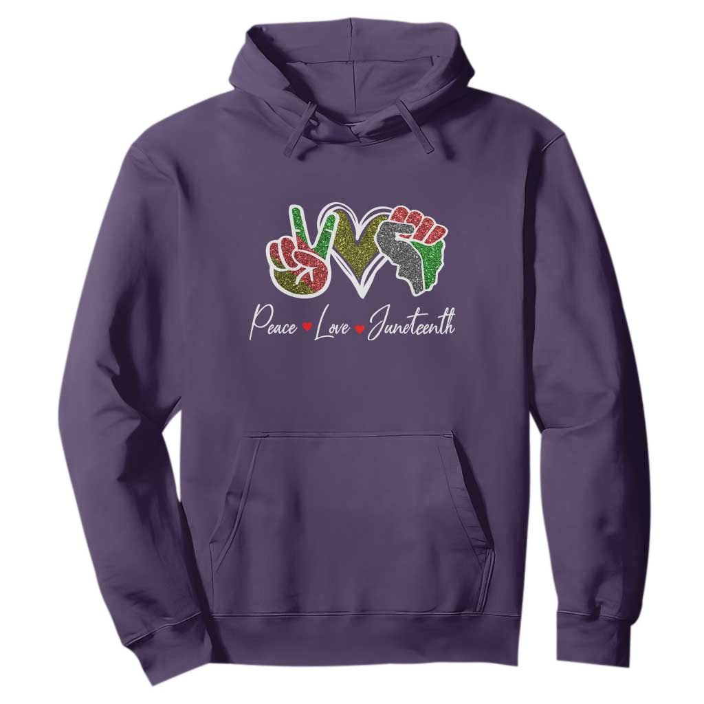Peace Love Juneteenth Hoodie Black Freedom