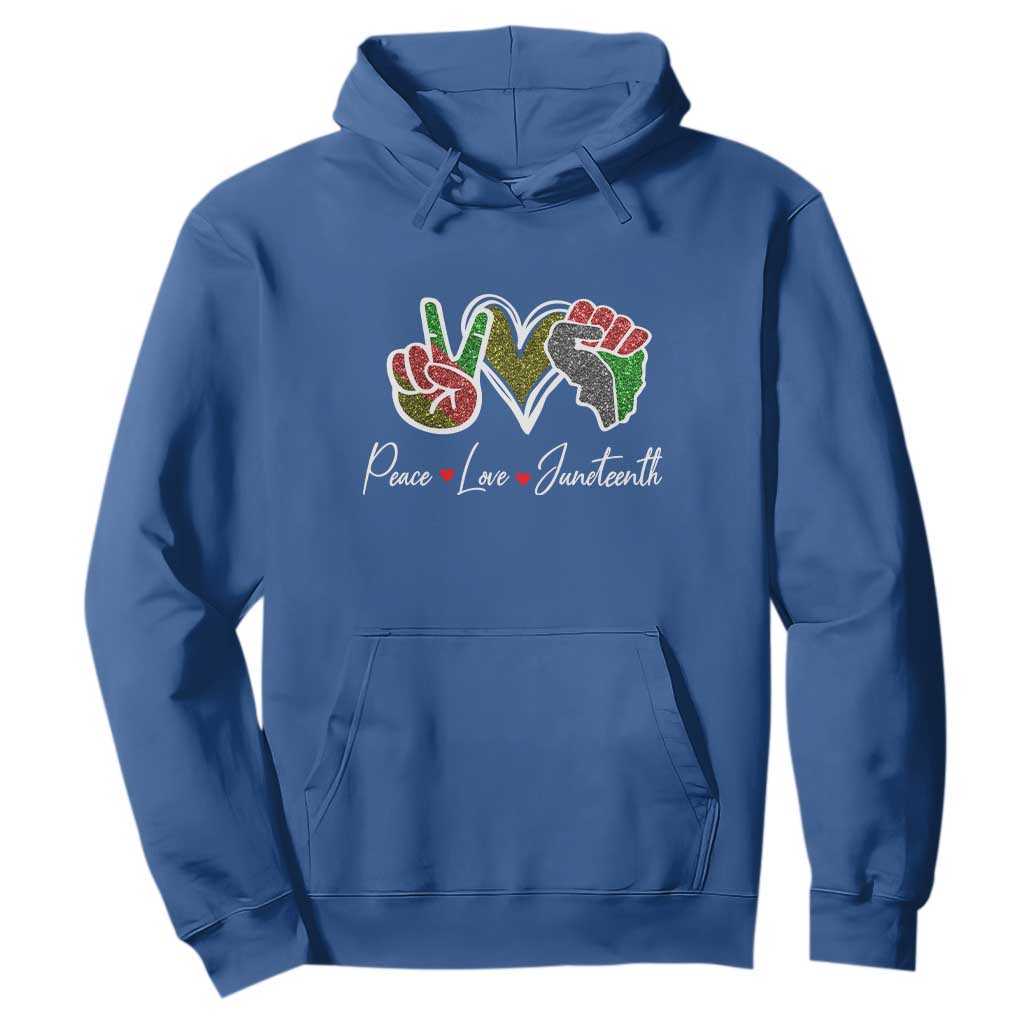 Peace Love Juneteenth Hoodie Black Freedom