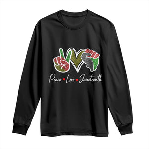 Peace Love Juneteenth Long Sleeve Shirt Black Freedom