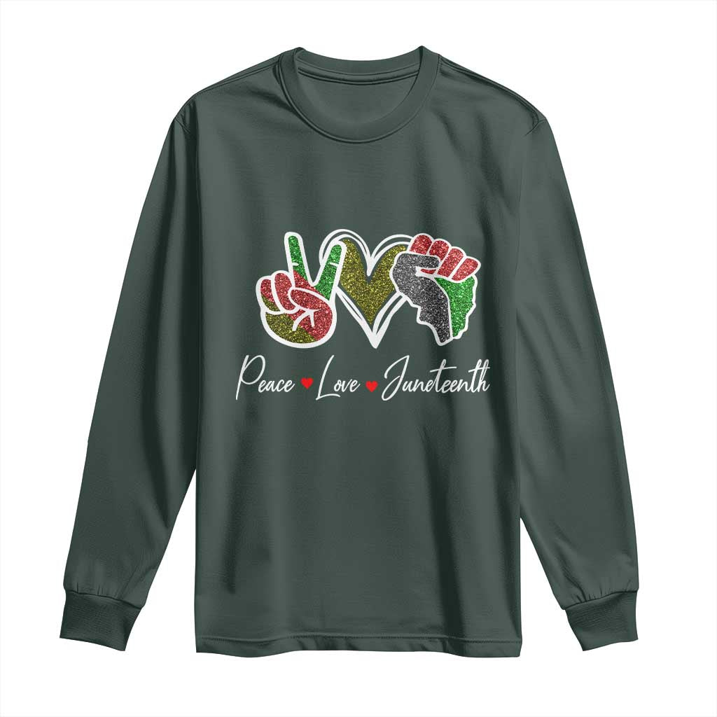 Peace Love Juneteenth Long Sleeve Shirt Black Freedom