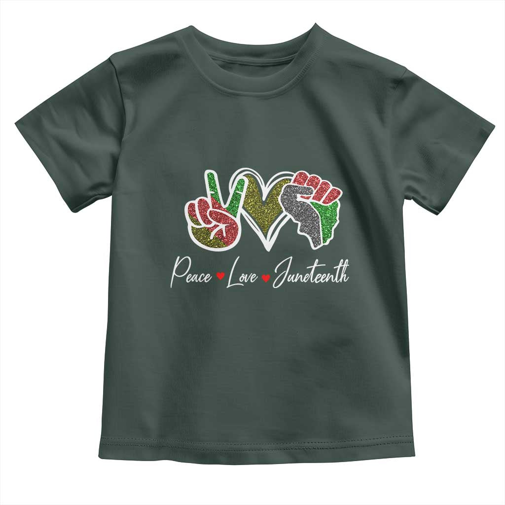 Peace Love Juneteenth Toddler T Shirt Black Freedom