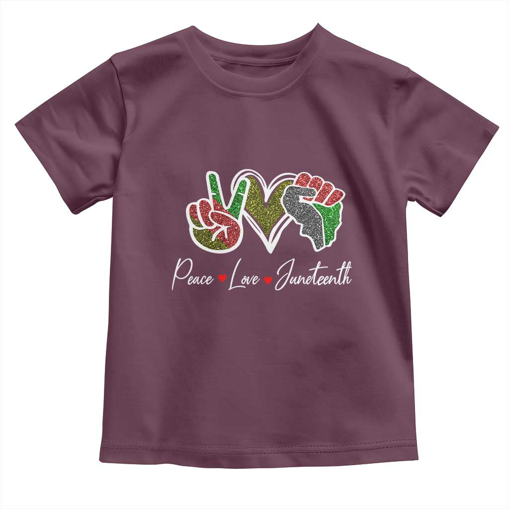 Peace Love Juneteenth Toddler T Shirt Black Freedom