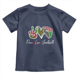 Peace Love Juneteenth Toddler T Shirt Black Freedom