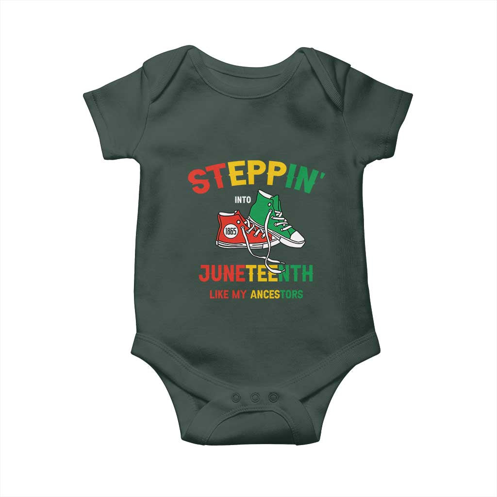 Stepping into Juneteenth 1865 Baby Onesie Like My Ancestors Sneakers