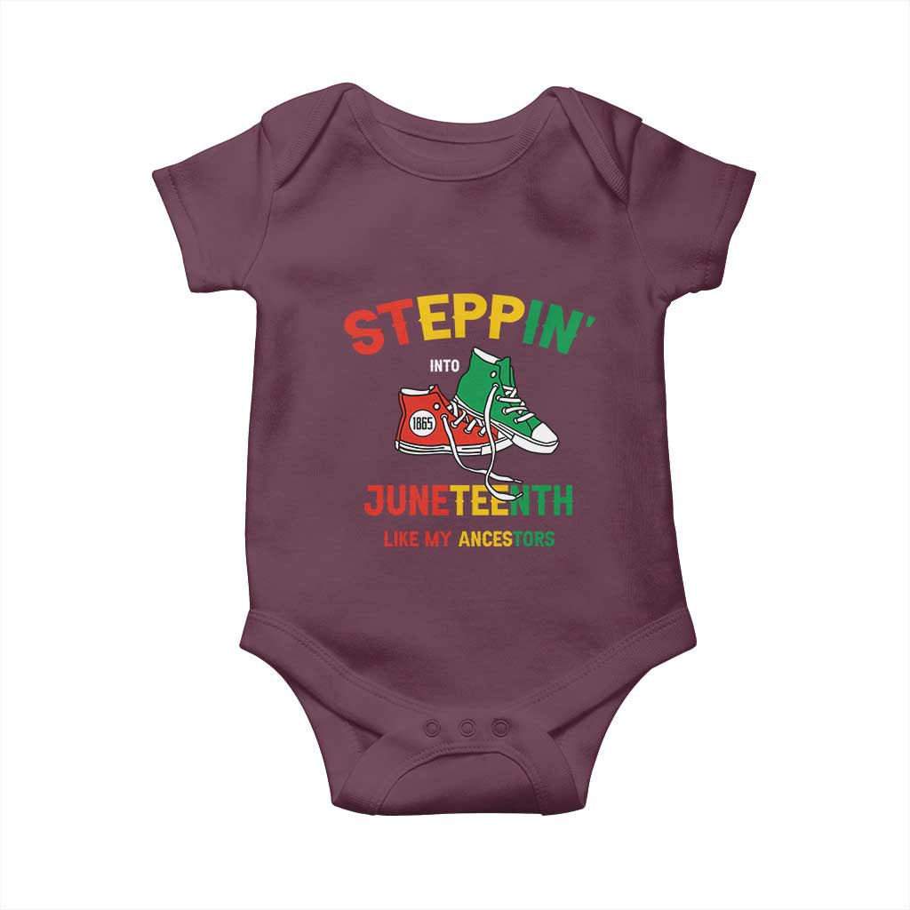 Stepping into Juneteenth 1865 Baby Onesie Like My Ancestors Sneakers