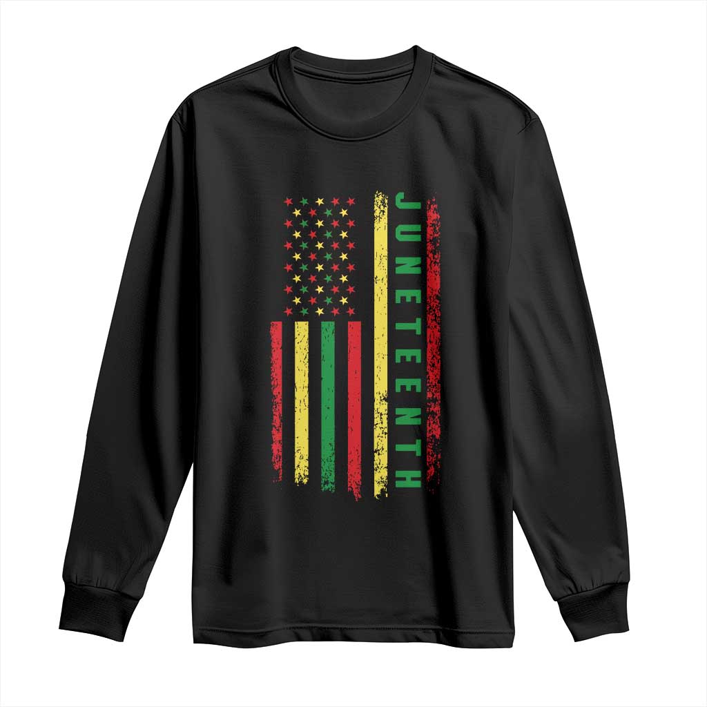 Juneteenth American Flag Long Sleeve Shirt Melanin Black Pride Pan African 1865