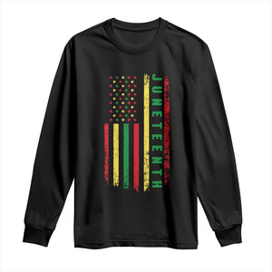 Juneteenth American Flag Long Sleeve Shirt Melanin Black Pride Pan African 1865