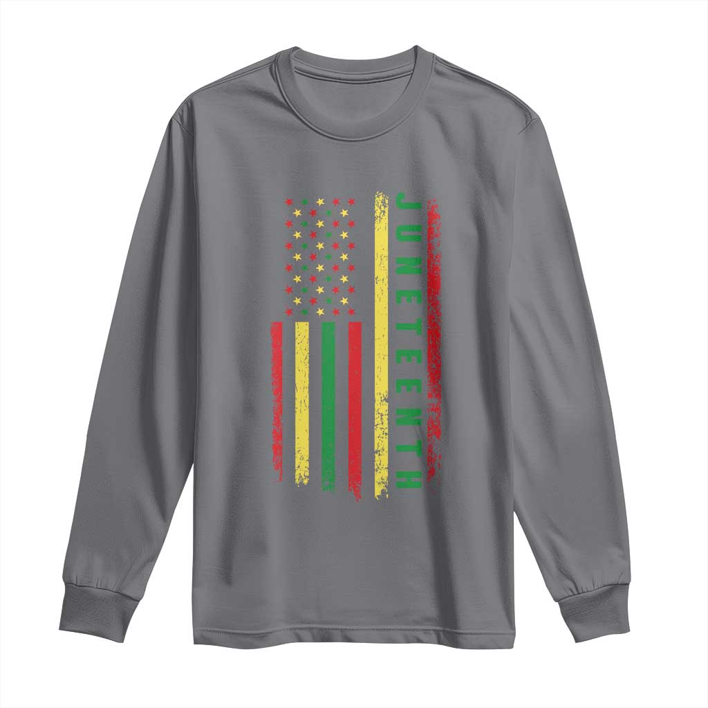 Juneteenth American Flag Long Sleeve Shirt Melanin Black Pride Pan African 1865