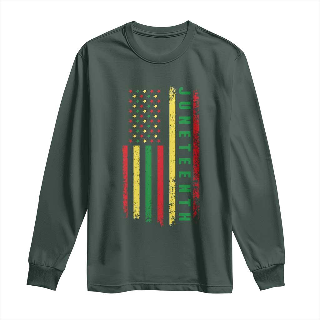 Juneteenth American Flag Long Sleeve Shirt Melanin Black Pride Pan African 1865
