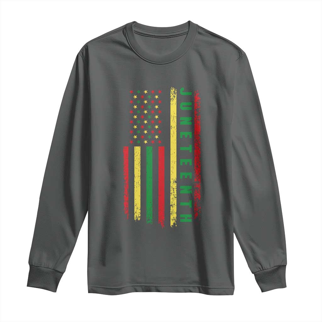Juneteenth American Flag Long Sleeve Shirt Melanin Black Pride Pan African 1865