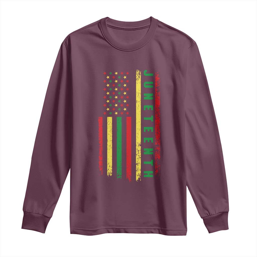 Juneteenth American Flag Long Sleeve Shirt Melanin Black Pride Pan African 1865