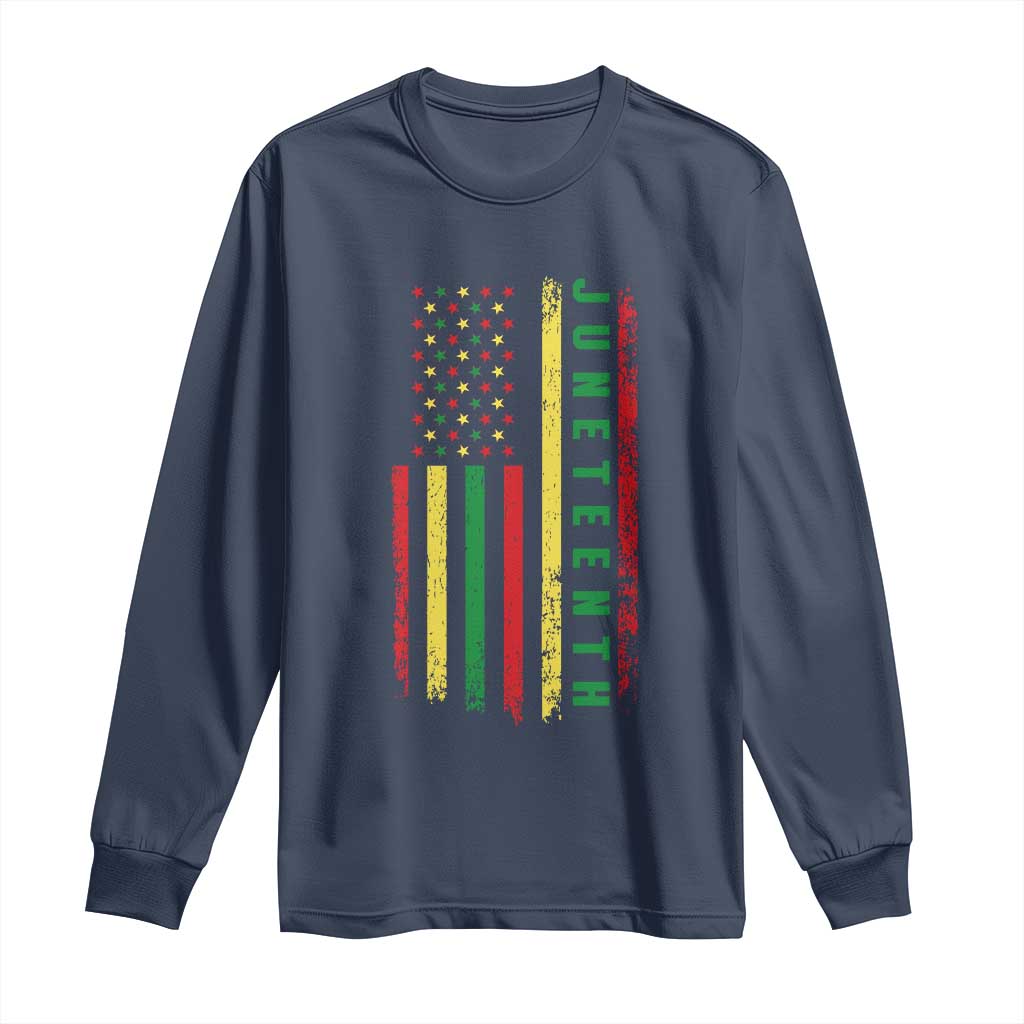 Juneteenth American Flag Long Sleeve Shirt Melanin Black Pride Pan African 1865