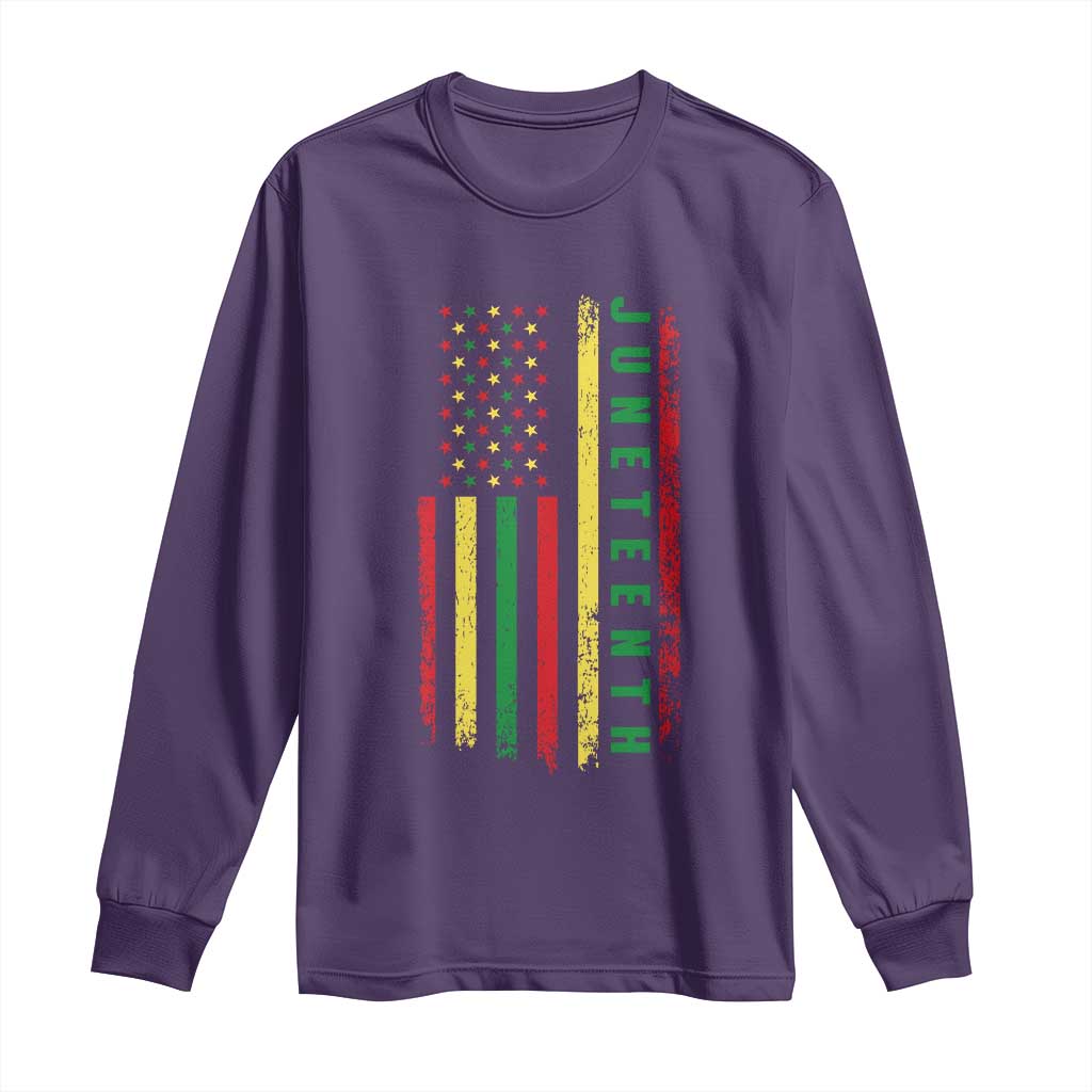 Juneteenth American Flag Long Sleeve Shirt Melanin Black Pride Pan African 1865