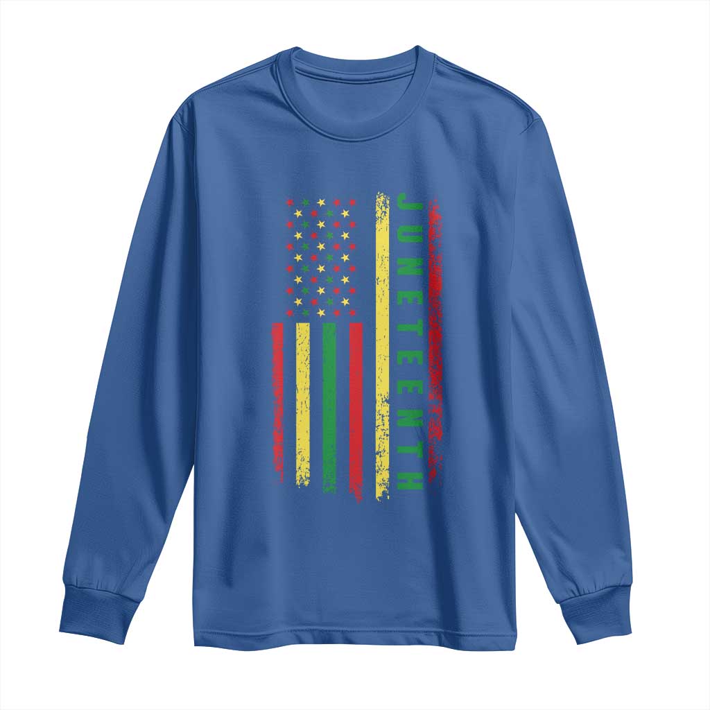 Juneteenth American Flag Long Sleeve Shirt Melanin Black Pride Pan African 1865