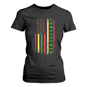 Juneteenth American Flag T Shirt For Women Melanin Black Pride Pan African 1865