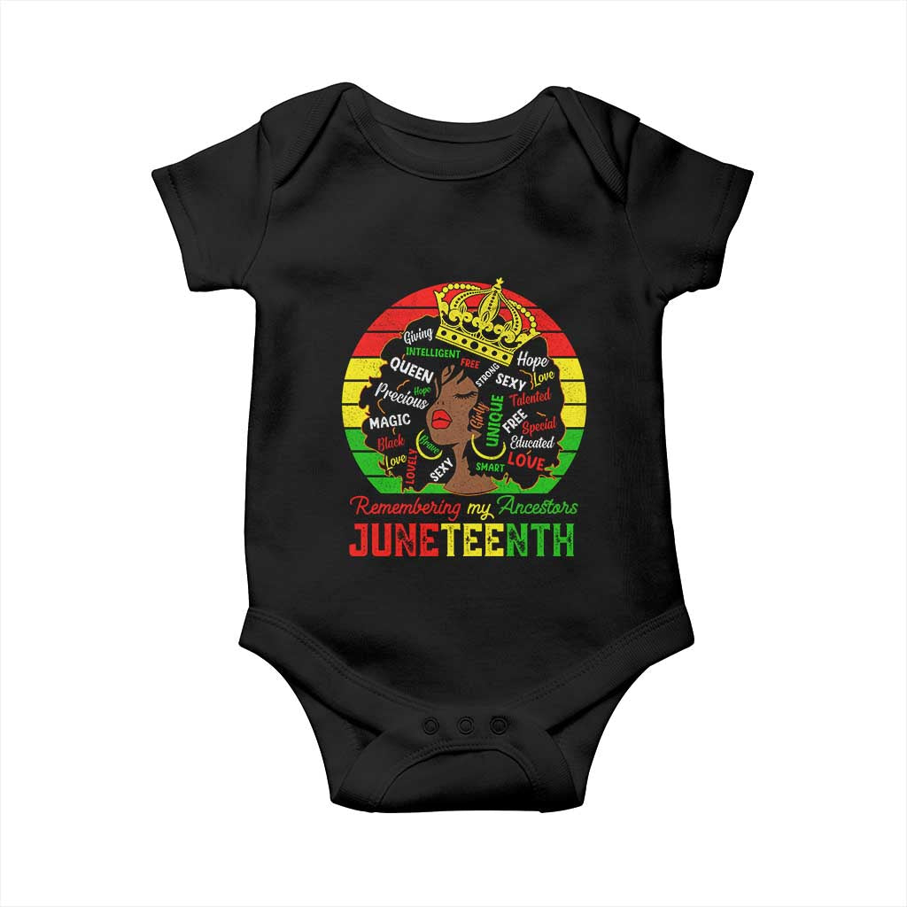 Black Women Baby Onesie Remembering My Ancestors Juneteenth Celebrate