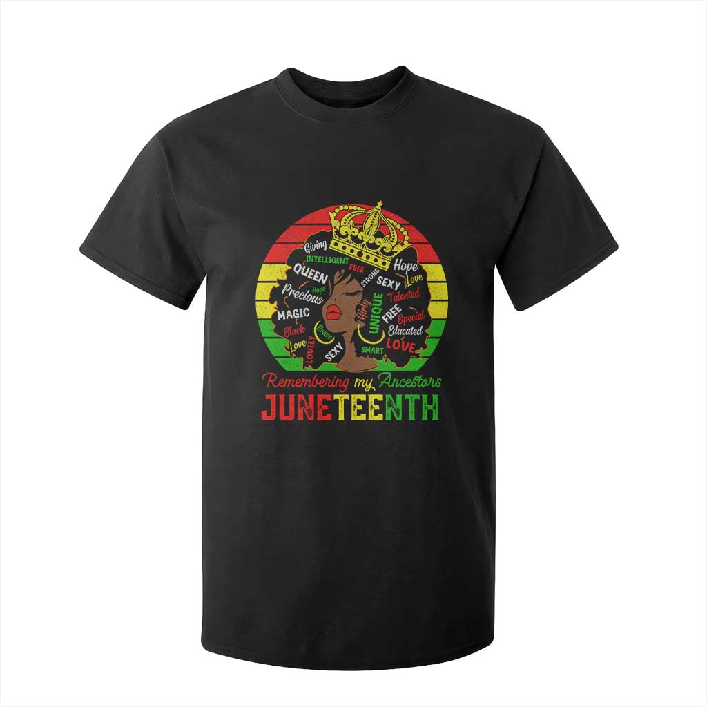 Black Women T Shirt For Kid Remembering My Ancestors Juneteenth Celebrate