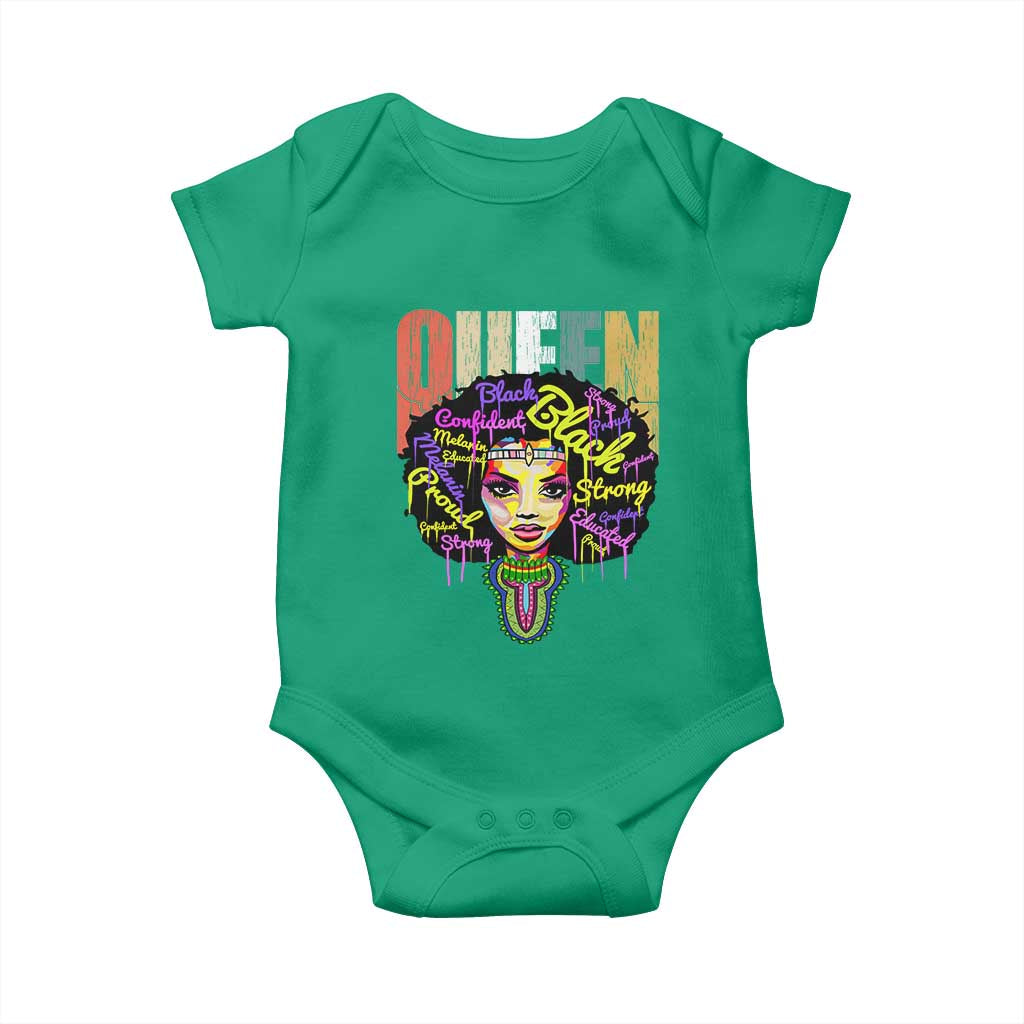 Black Queen Baby Onesie Proud Melanin Strong Educated Retro Vintage