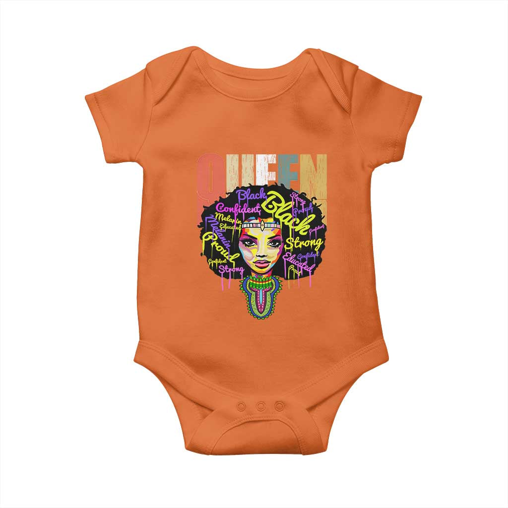 Black Queen Baby Onesie Proud Melanin Strong Educated Retro Vintage