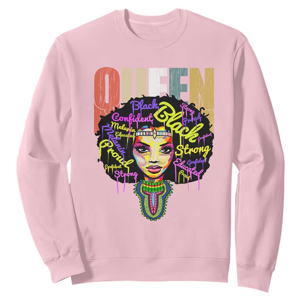 Black Queen Sweatshirt Proud Melanin Strong Educated Retro Vintage