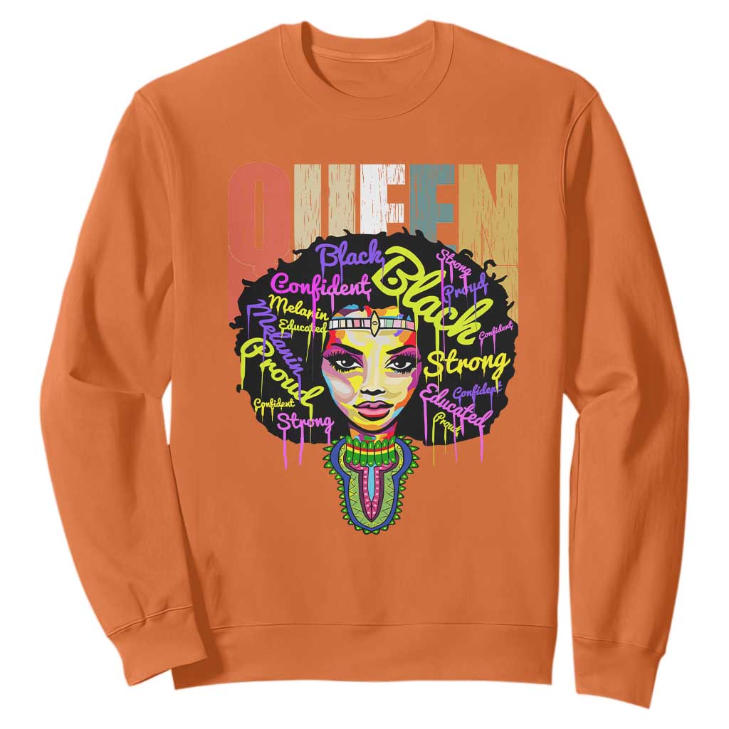 Black Queen Sweatshirt Proud Melanin Strong Educated Retro Vintage