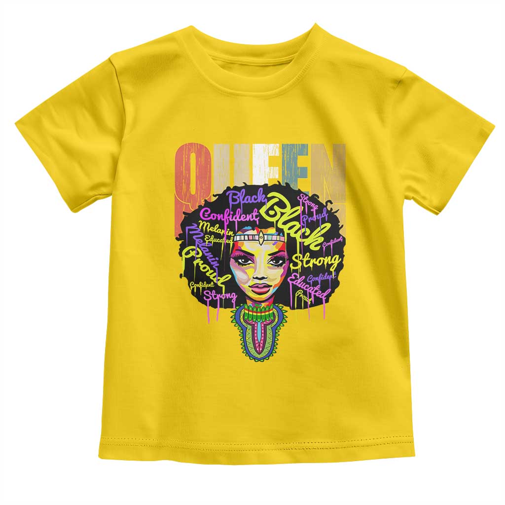 Black Queen Toddler T Shirt Proud Melanin Strong Educated Retro Vintage